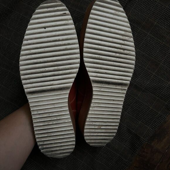 Zara Brick Red Wooden Platform Oxfords 70s Preppy Wedges Size 7.5 EU 38 - Picture 6 of 10